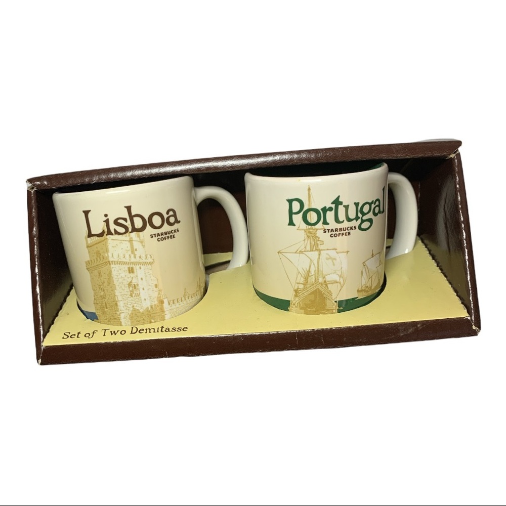 NEW in Box - RARE Starbucks Demitasse Lisbon Lisboa Portugal 2013 - Set of 2